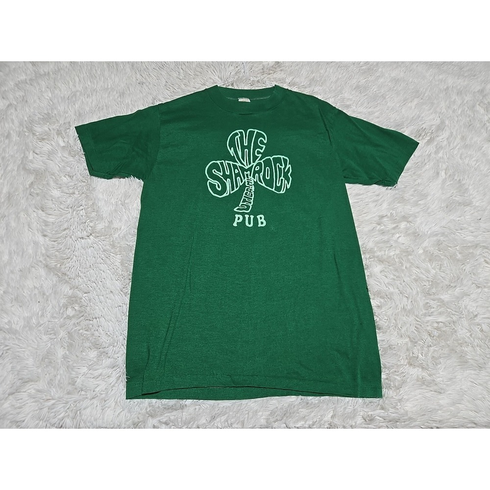 Vintage 80s Shamrock Pub Utica Green L T-Shirt Downtown St. Patrick's Day MI USA